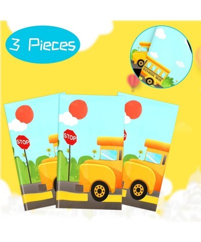 3 Pack Welcome Back to School Party Tablecloth Back To School Party Supplies School Bus Table Covers Disposable Plastic Table...