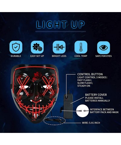 2Pack Halloween LED Masks Light Up Mask for Halloween Party Festival Masquerade Carnival Scary Cosplay Costume Mask $21.43 Ki...