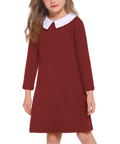 Girls Long Sleeve Vintage Peter Pan Collar T-Shirt Dress Age 4-13 Years $39.04 Kids' Costumes