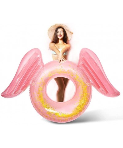 Inflatable Pool Floats with Glitter Angel Wings Sparkle Swimming Float Tubes Glitter Transparent Lounger for Kids Adults Swim...