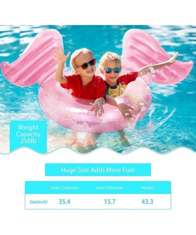 Inflatable Pool Floats with Glitter Angel Wings Sparkle Swimming Float Tubes Glitter Transparent Lounger for Kids Adults Swim...