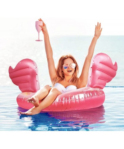 Inflatable Pool Floats with Glitter Angel Wings Sparkle Swimming Float Tubes Glitter Transparent Lounger for Kids Adults Swim...