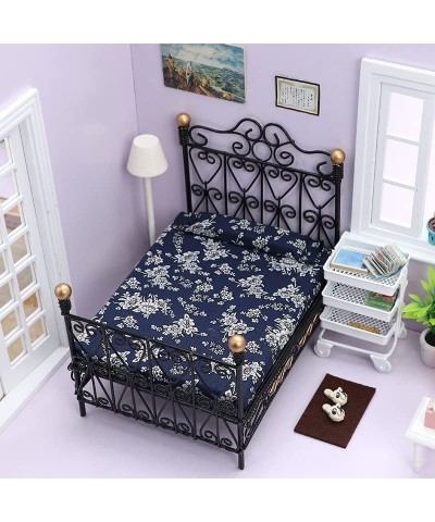 Dollhouse Decoration Accessories 1:12 Dollhouse Miniature Furniture Scene Simulation Bedroom Double Bed $55.59 Dollhouse Acce...