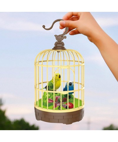 Singing Chirping Bird in Cage Realistic Sound Activated Chirp - Green and Blue $20.68 Electronic Pets