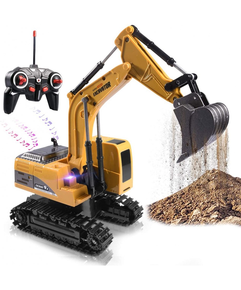 Remote Control Excavator Toy RC Excavator Toys Truck with Metal Shovel Lights Sounds Rechargable Engineering Sand Digger Cons...