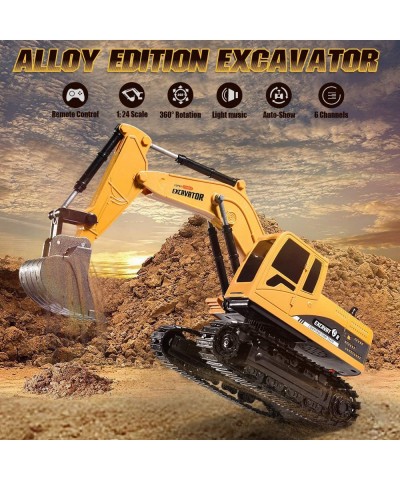 Remote Control Excavator Toy RC Excavator Toys Truck with Metal Shovel Lights Sounds Rechargable Engineering Sand Digger Cons...