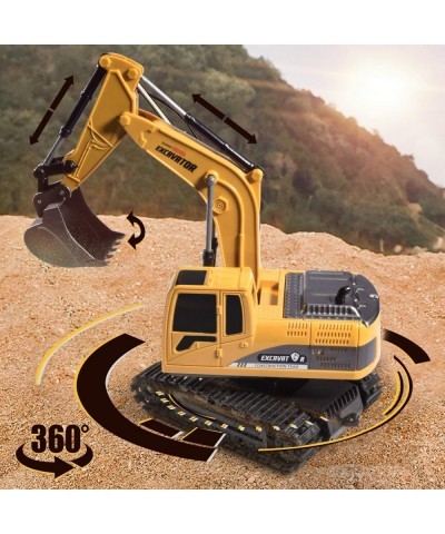 Remote Control Excavator Toy RC Excavator Toys Truck with Metal Shovel Lights Sounds Rechargable Engineering Sand Digger Cons...