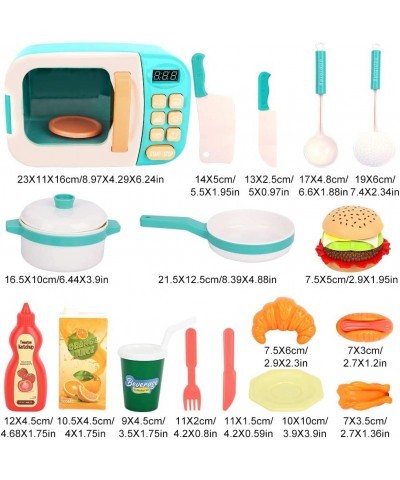 Microwave Toys Kitchen Play Set Kids Pretend Play Electronic Oven with Play Food Cookware Pot and Pan Toy Set Cooking Utensil...