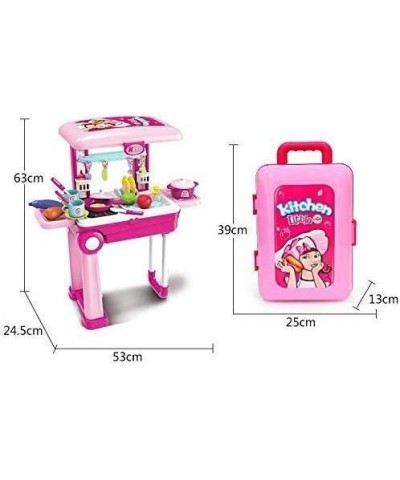 2-in-1Travel Luggage Turn into Play Kitchen Kids Kitchen Playset Toys with 25+Play Food for Toddelers Girls and Boys Pretend ...