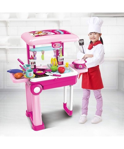 2-in-1Travel Luggage Turn into Play Kitchen Kids Kitchen Playset Toys with 25+Play Food for Toddelers Girls and Boys Pretend ...