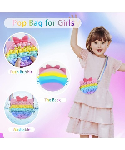 Pop Fidget It Purse for Girls Crossbody Cat Push Rainbow Pop Cute Its Shoulder Bag with Strap Fidget Toys Board Game for Kids...