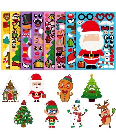 24PCS Christmas Party Game Stickers for Kid Make Your Own Face Xmas Activities Stickers Santa Claus Reindeer Snowman Christma...