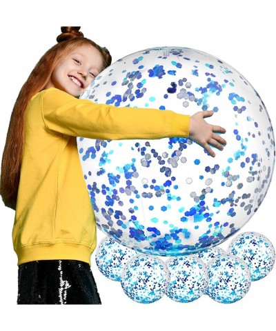 6 Pieces Inflatable Beach Ball Swimming Pool Balls 24 Inches Bouncy Glitter Jelly Ball Confetti Beach Ball Glitter Beach Ball...