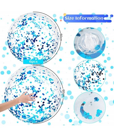 6 Pieces Inflatable Beach Ball Swimming Pool Balls 24 Inches Bouncy Glitter Jelly Ball Confetti Beach Ball Glitter Beach Ball...