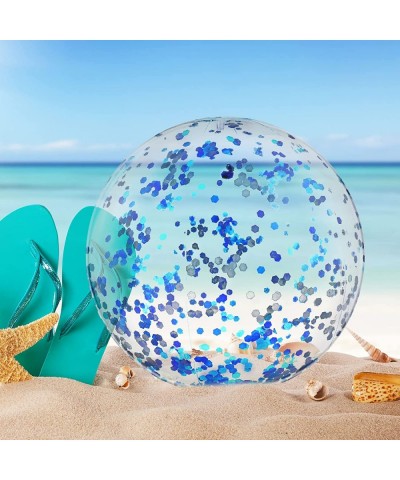 6 Pieces Inflatable Beach Ball Swimming Pool Balls 24 Inches Bouncy Glitter Jelly Ball Confetti Beach Ball Glitter Beach Ball...