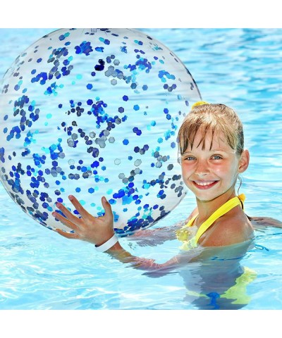 6 Pieces Inflatable Beach Ball Swimming Pool Balls 24 Inches Bouncy Glitter Jelly Ball Confetti Beach Ball Glitter Beach Ball...