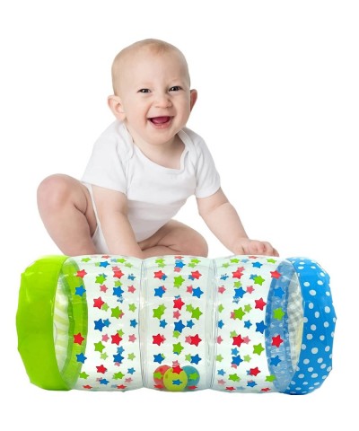 Infant Crawling Toys Baby Toddler Beginner Inflatable Climbing Tool Roller Toys for Age 0+ with 3 Bell Ball Tummy Time Newbor...