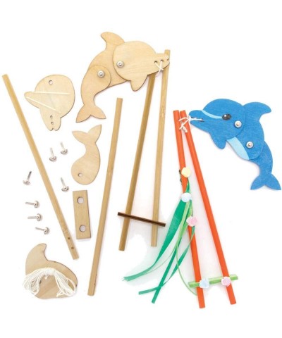 FE237 Diving Dolphin Wooden Puppet - Pack of 3 Wooden Crafts for Children to Decorate and Display Kids Educational Activity $...