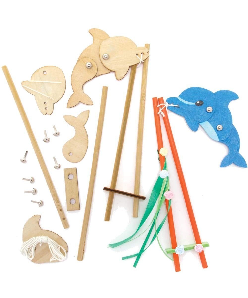 FE237 Diving Dolphin Wooden Puppet - Pack of 3 Wooden Crafts for Children to Decorate and Display Kids Educational Activity $...