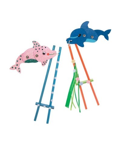 FE237 Diving Dolphin Wooden Puppet - Pack of 3 Wooden Crafts for Children to Decorate and Display Kids Educational Activity $...