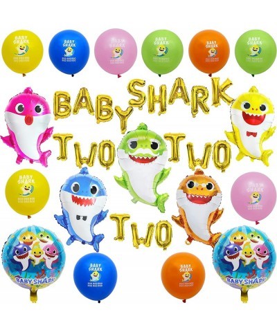 Baby Shark Two Two Birthday Decorations For Kids Ocean Theme Party Include Baby Shark Family & Two Two Foil Balloons For Baby...