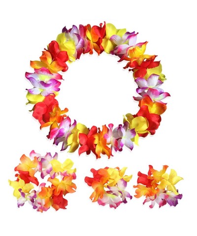 Hawaiian Leis Luau Tropical Headband Flower Crown Wreath Headpiece Wristbands Women Cute Floral Necklace Bracelets Hair Bands...