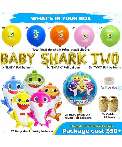 Baby Shark Two Two Birthday Decorations For Kids Ocean Theme Party Include Baby Shark Family & Two Two Foil Balloons For Baby...