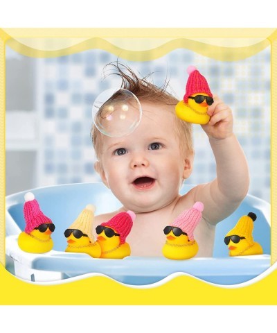 Mini Yellow Rubber Ducks Baby Shower Tiny Rubber Ducks Bulk with Sunglasses Necklace Float Bath Toys Bathtub Duckies Mini Duc...