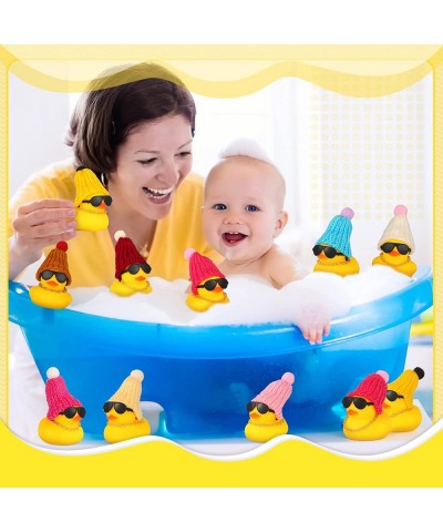 Mini Yellow Rubber Ducks Baby Shower Tiny Rubber Ducks Bulk with Sunglasses Necklace Float Bath Toys Bathtub Duckies Mini Duc...