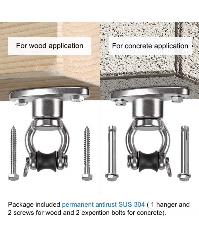 Permanent Antirust Stainless Steel Heavy Duty Swing Hanger 1200LB Capacity Bearing Swing Hook 360° Rotation 2 Wood Screws 2 E...