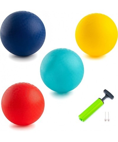 Playground Balls for Kids - Set of 4 Rubber Bouncing Balls Plus Pump & 2 pins - Regulation Size for Dodgeball and More - Dura...