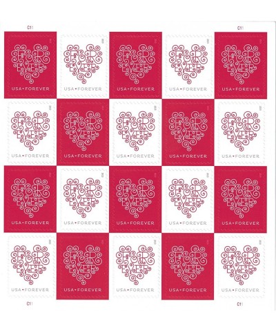 Forever Hearts Sheet of Twenty Forever Stamps - Great For Weddings Scott 4955 $62.81 Collectibles Display & Storage