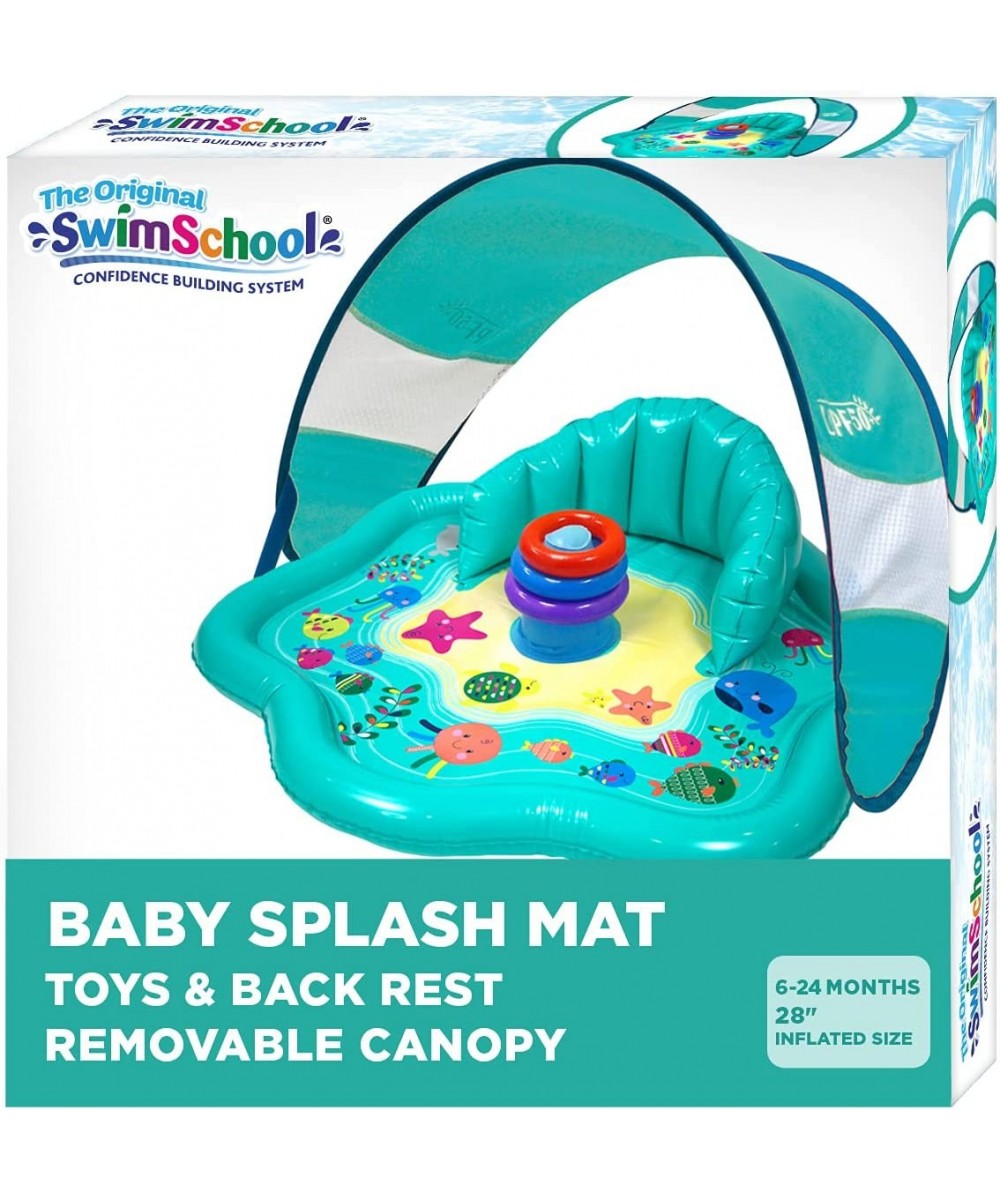 Baby Splash Play Mat with Adjustable Canopy – Inflatable Play Pool for Babies & Infants with Backrest – Includes Baby Water T...