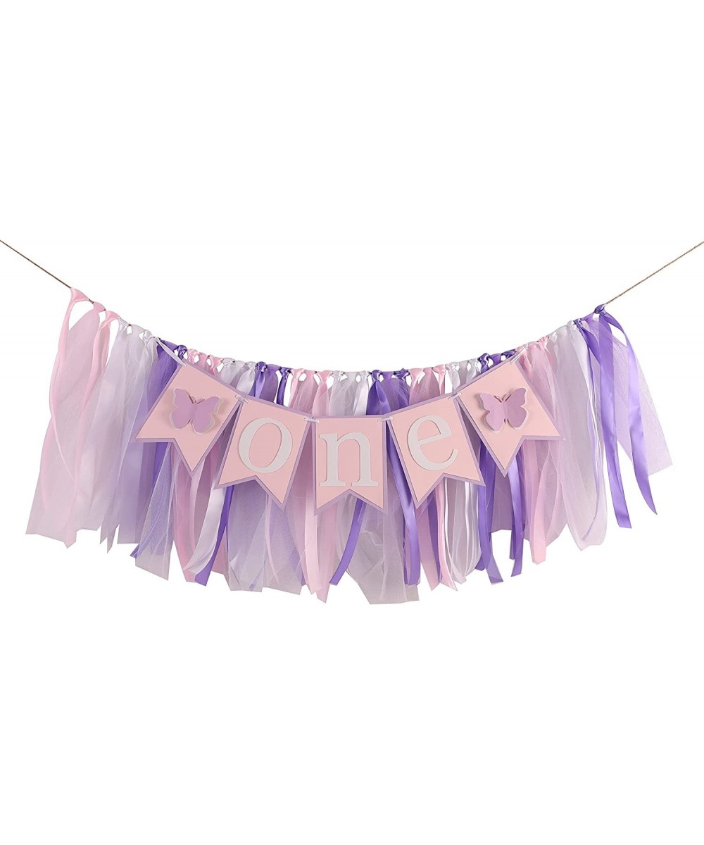 Butterfly One Birthday Highchair Banner - Purple Girl First Birthday Highchair Banner butterfly 1st Birthday High Chair Tutu ...