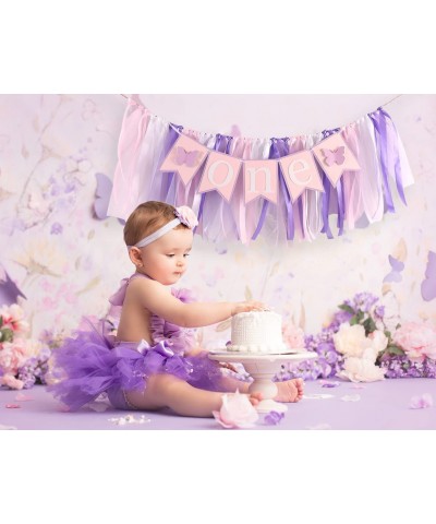 Butterfly One Birthday Highchair Banner - Purple Girl First Birthday Highchair Banner butterfly 1st Birthday High Chair Tutu ...