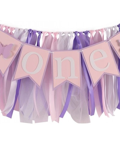 Butterfly One Birthday Highchair Banner - Purple Girl First Birthday Highchair Banner butterfly 1st Birthday High Chair Tutu ...