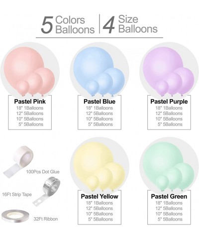 Pop Birthday Party Decorations - Pastel Latex Balloons Garland Kit with Macaron Pop Backdrop for Girls 18In 12In 10In 5In Bal...