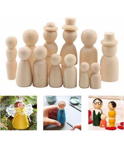 Wooden Peg Dolls Set 55pcs of Natural Unfinished Peg People Family Unpainted Wooden Peg Dolls Unfinished Figures Mini peg Peo...