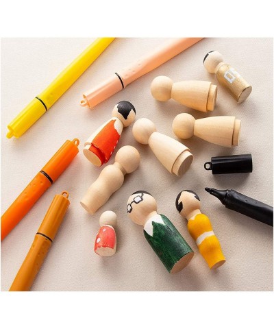 Wooden Peg Dolls Set 55pcs of Natural Unfinished Peg People Family Unpainted Wooden Peg Dolls Unfinished Figures Mini peg Peo...