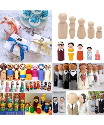 Wooden Peg Dolls Set 55pcs of Natural Unfinished Peg People Family Unpainted Wooden Peg Dolls Unfinished Figures Mini peg Peo...