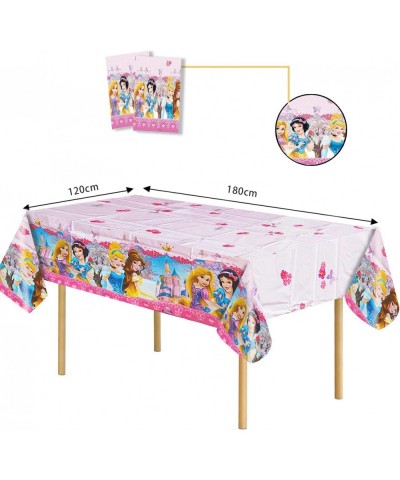 2pc Princess Party Tablecloths 71x48in Pink Princess Table Covers Plastic Disposable Princess Printed Table Cloths Rectangula...