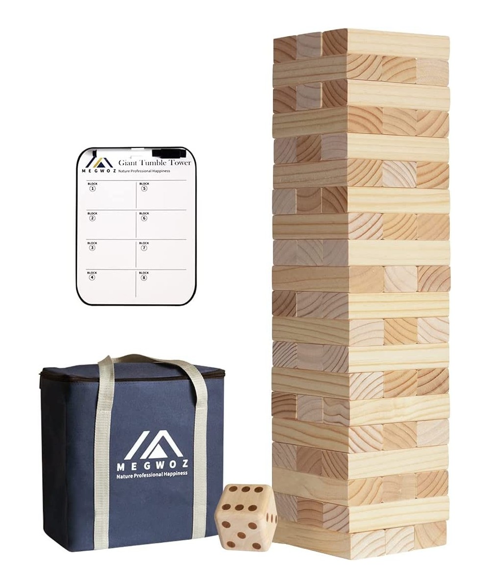 Giant Tumble Tower 60 PCS Stacking Timber Game with Dice| Scoreboard| Carrying Bag Wooden Block Indoor Outdoor Game Set for K...