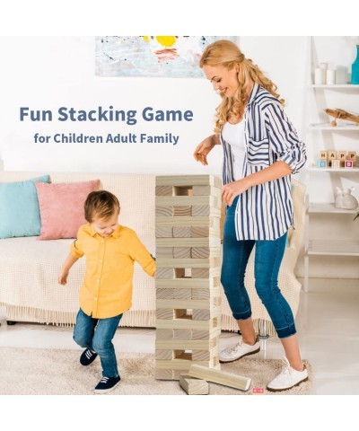 Giant Tumble Tower 60 PCS Stacking Timber Game with Dice| Scoreboard| Carrying Bag Wooden Block Indoor Outdoor Game Set for K...