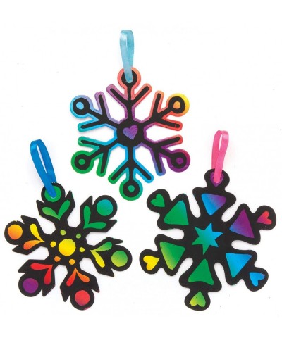 AR769 Snowflake Scratch Art Decorations - Pack of 10 Christmas Tree Ornaments Made with Rainbow Magic Paper for Kids to Decor...