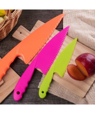 8 Pieces Kid Plastic Kitchen Knife Set Children's Safe Cooking Chef Nylon Knives for Fruit Bread Cake Salad Lettuce Knife (Co...