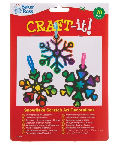 AR769 Snowflake Scratch Art Decorations - Pack of 10 Christmas Tree Ornaments Made with Rainbow Magic Paper for Kids to Decor...