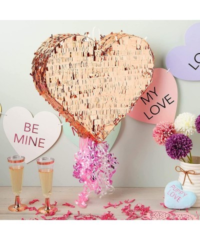 Small Pull String Heart Pinata for Valentine’s Rose Gold Foil Party Decorations (15.7 x 13 In) $34.61 Piñatas