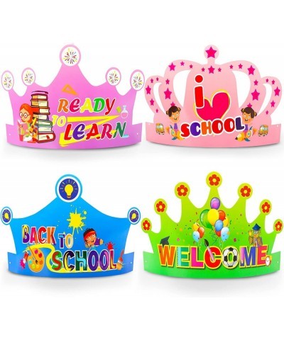 24 Pieces Welcome Back to School Paper Crown Ready to Learn Hat for First Day of School Kids Classroom School Party Supplies ...