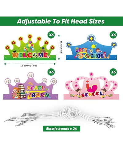 24 Pieces Welcome Back to School Paper Crown Ready to Learn Hat for First Day of School Kids Classroom School Party Supplies ...