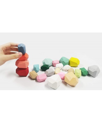 22PCS Wooden Balancing Stacking Stones Rocks Balancing Wooden Stacking Blocks Toys Preschool Toys Wooden Stacking Toys Montes...